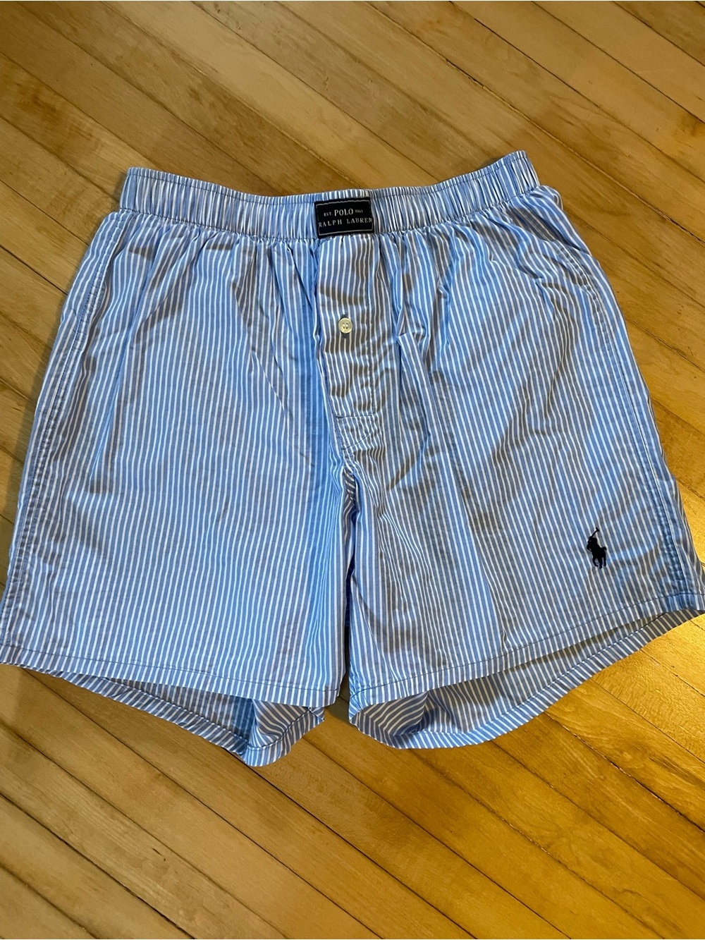 POLO RALPH LAUREN Boxer Shorts Blue White Stripe Sleep Loungewear Unisex Small